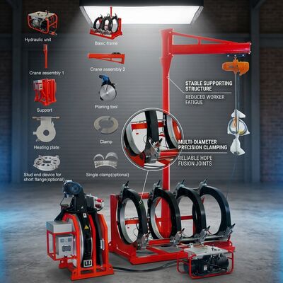Máquina de solda manual por fusão de topo em HDPE de 1200 mm, 220 V, termofusão hidráulica