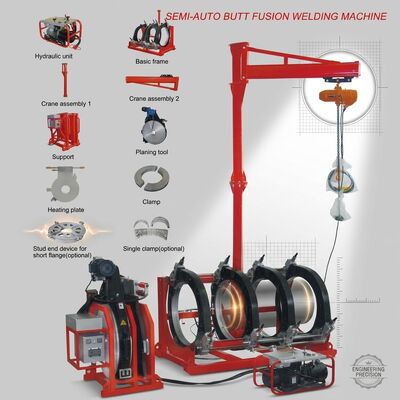 Máquina de solda manual por fusão de topo em HDPE de 1200 mm, 220 V, termofusão hidráulica